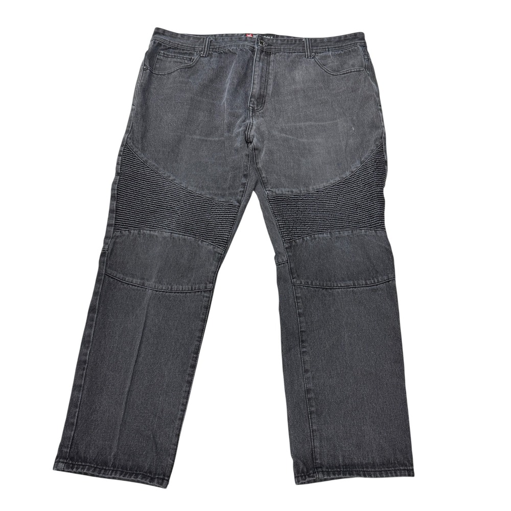 Southpole Faded Black Biker‎ Moto Jeans Ribbed Paneling Mens 44 x 31 Denim Pants